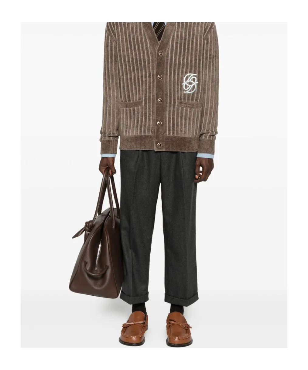 Virgin Wool Blend Straight-Leg Trousers