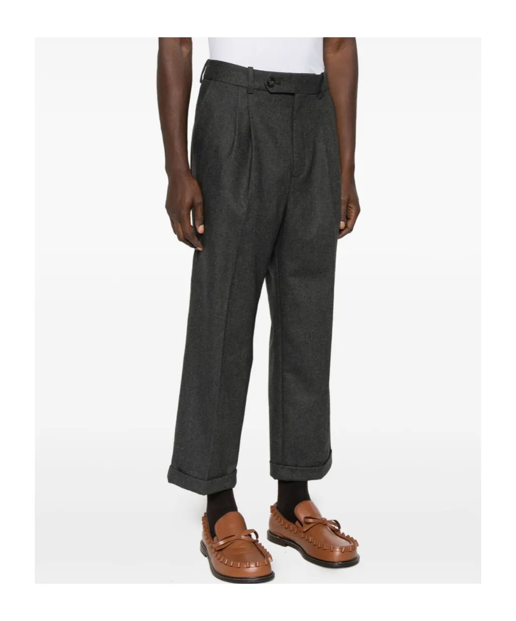 Virgin Wool Blend Straight-Leg Trousers
