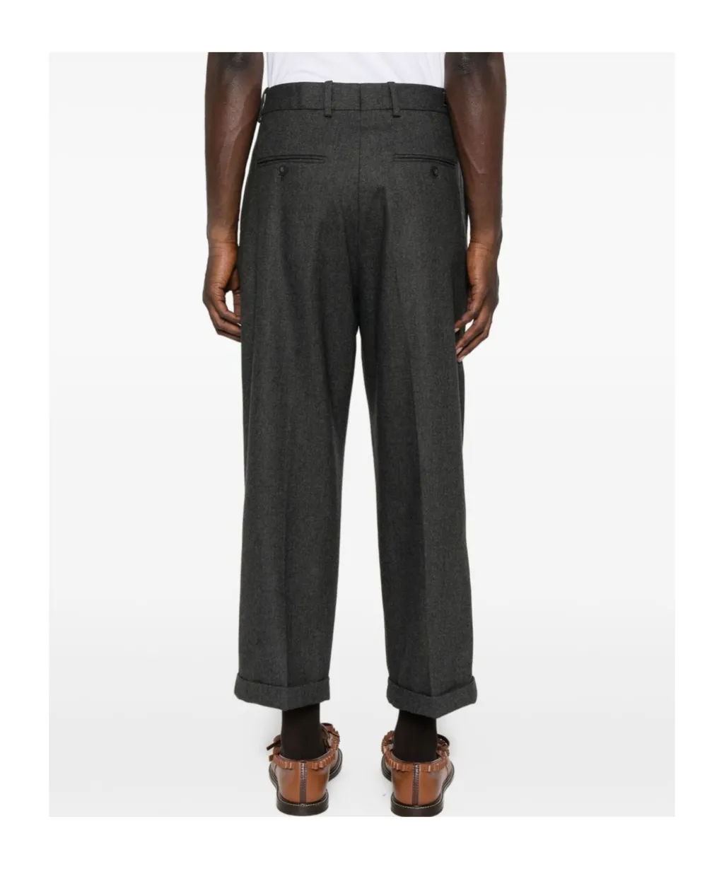 Virgin Wool Blend Straight-Leg Trousers