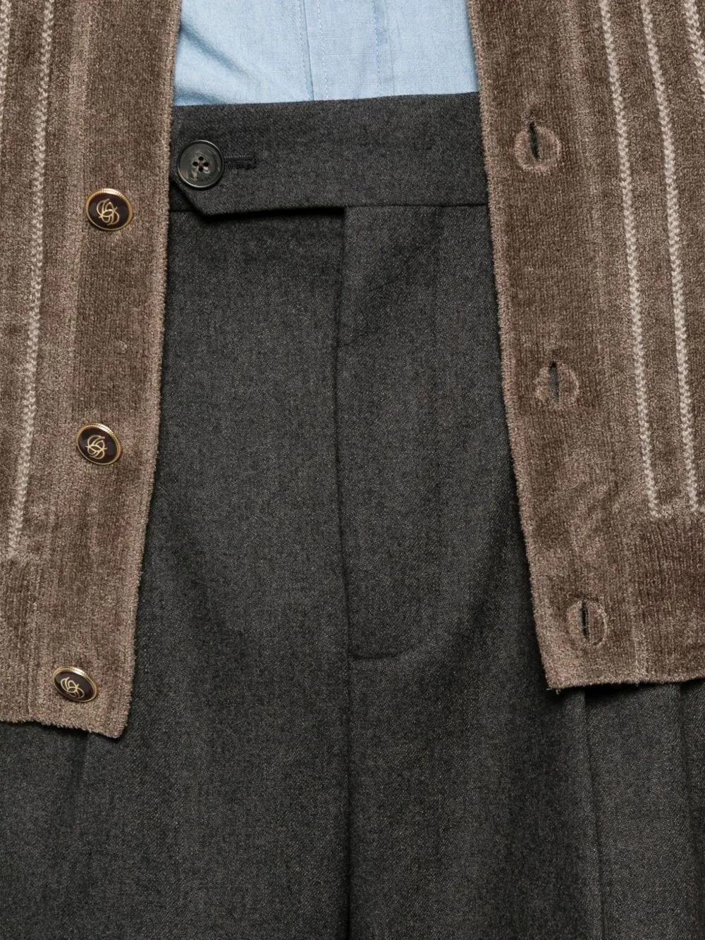 Virgin Wool Blend Straight-Leg Trousers