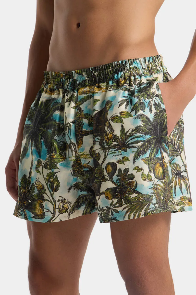 Monkey Printed Pull On Shorts, 2