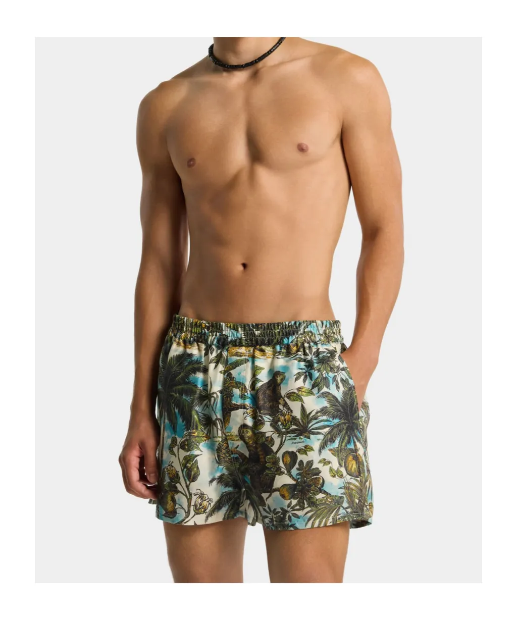 Monkey Printed Pull On Shorts, 1