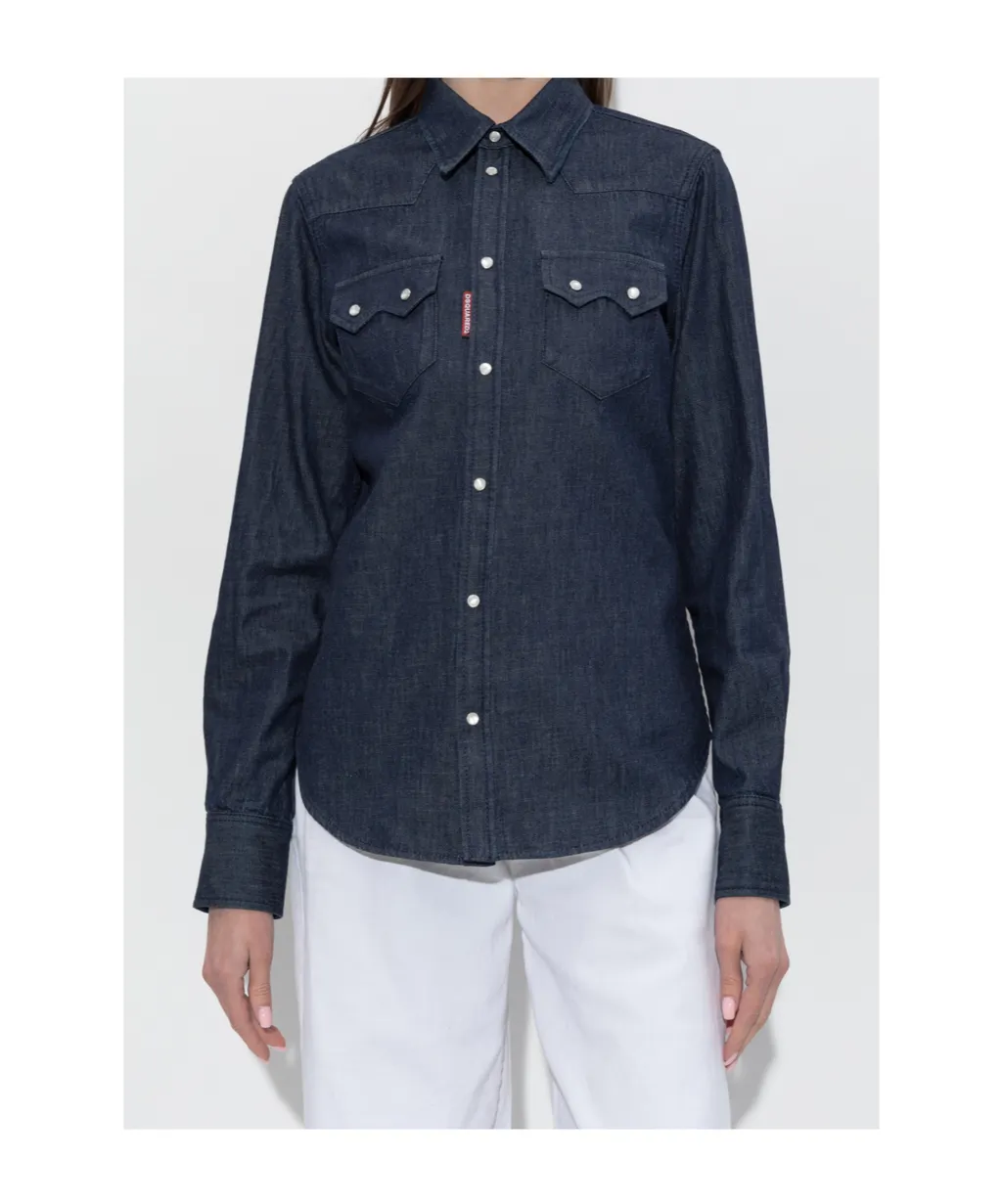 Logo Patch Denim Shirt