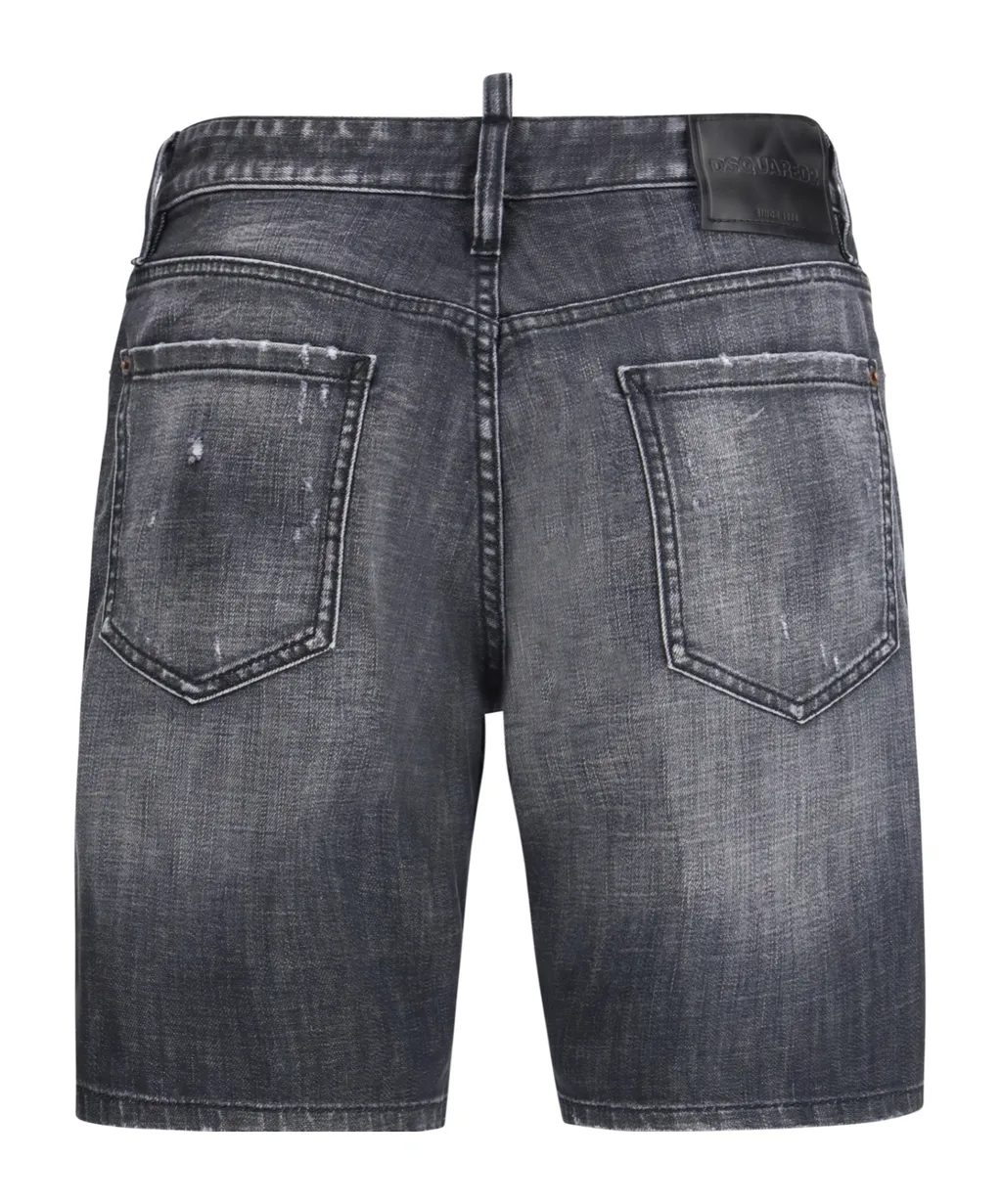 Logo Patch Distressed Denim Shorts