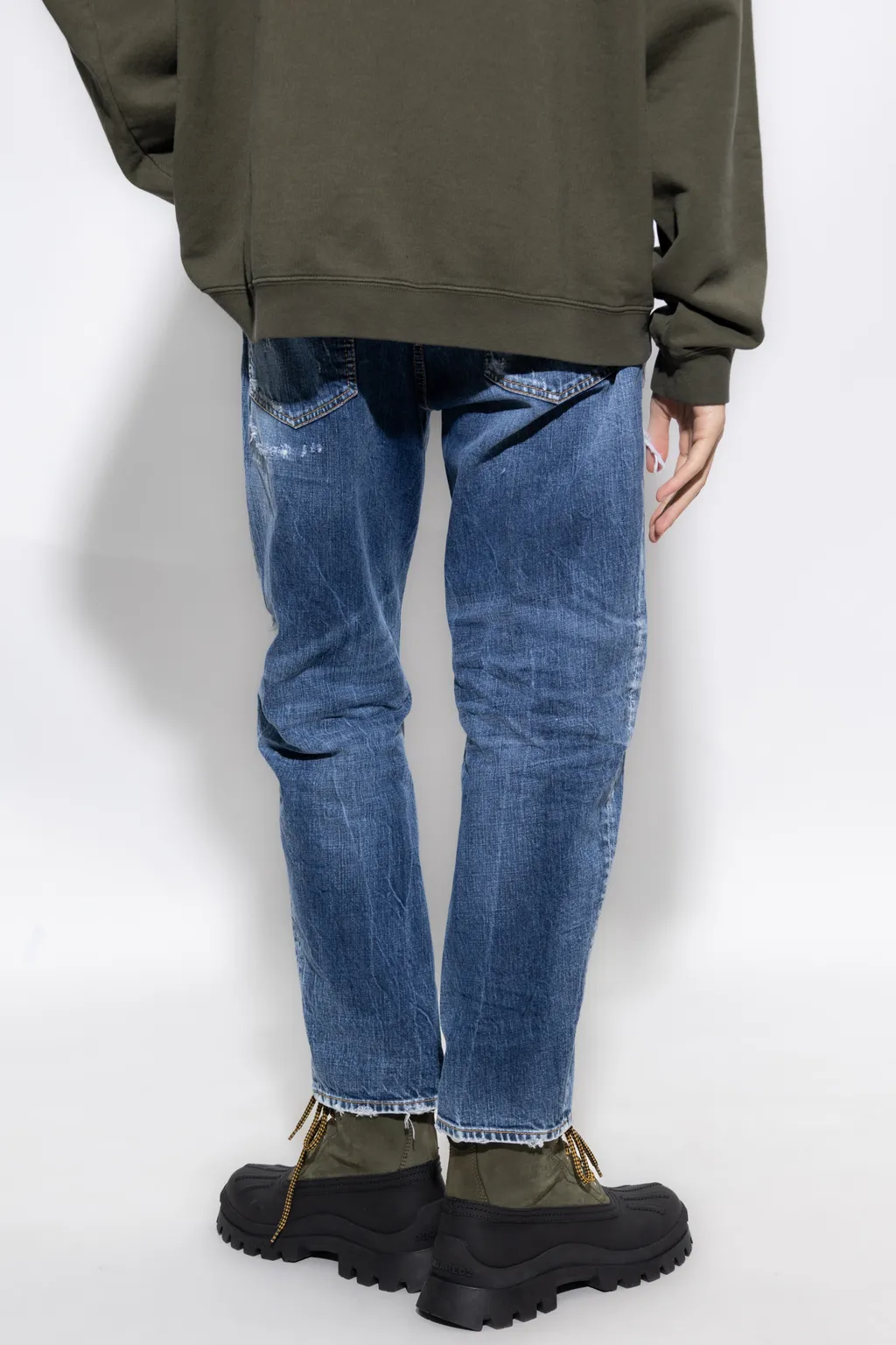 Logo Patch Distressed Jeans