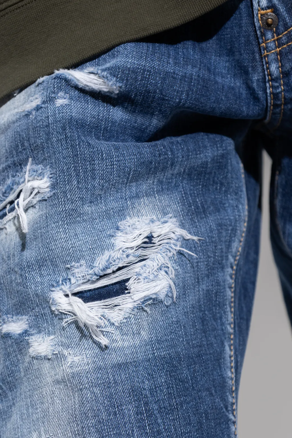 Logo Patch Distressed Jeans