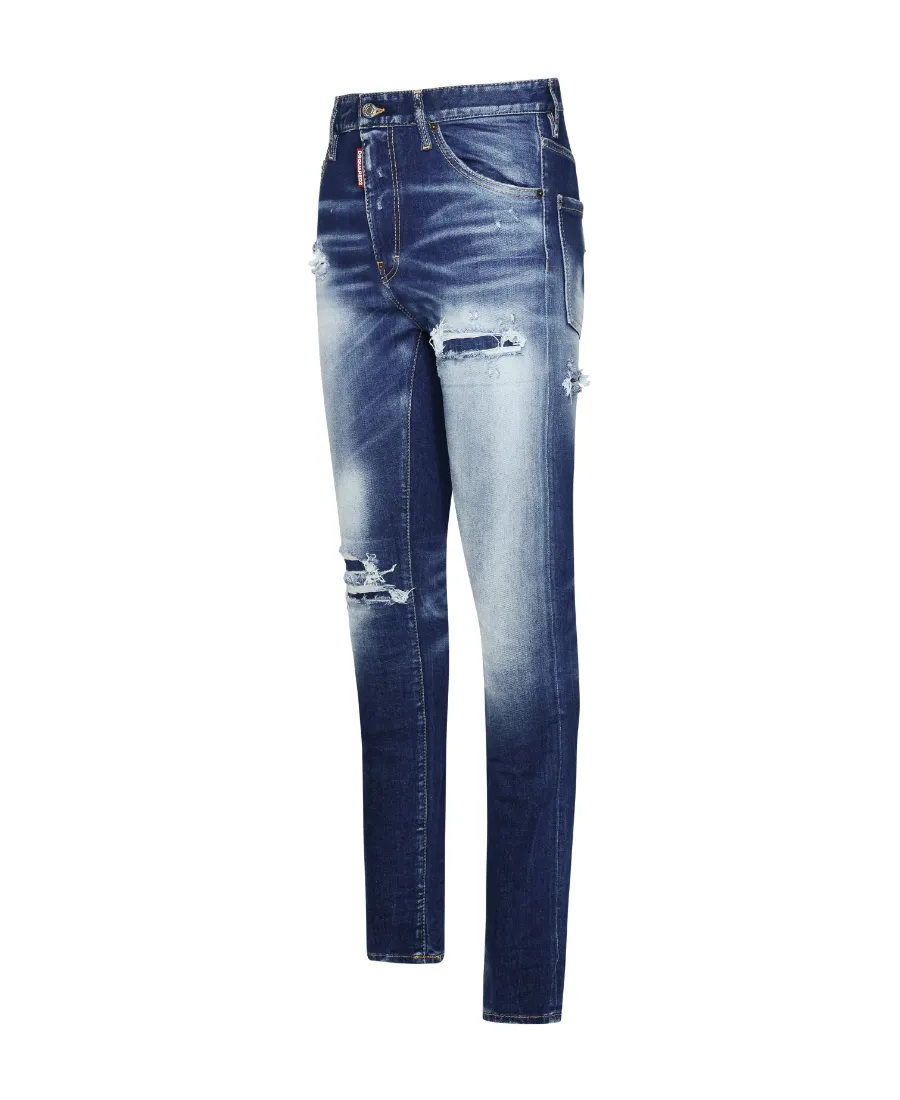 Distressed Light Super Fade Wash Slim Jeans