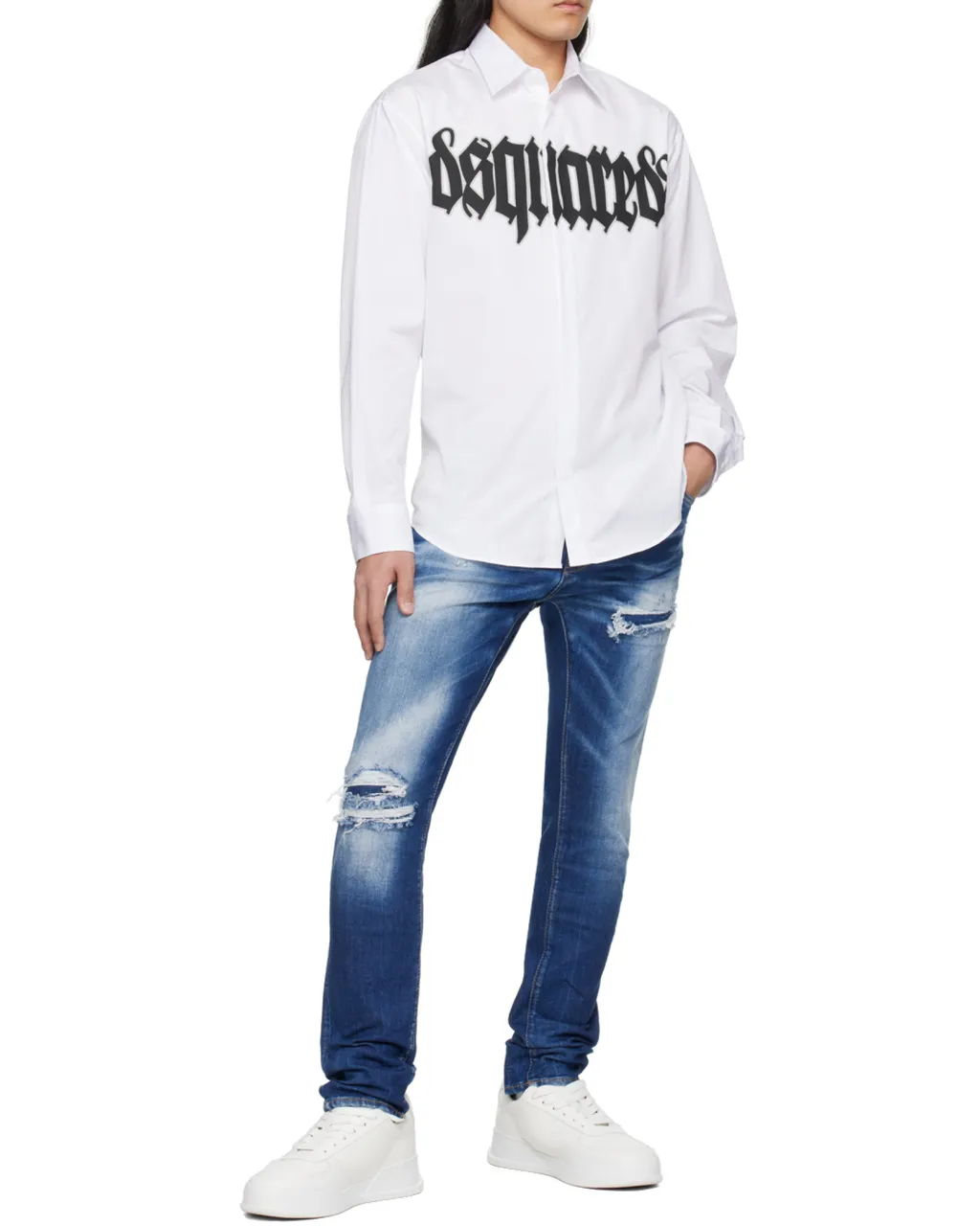 Distressed Light Super Fade Wash Slim Jeans