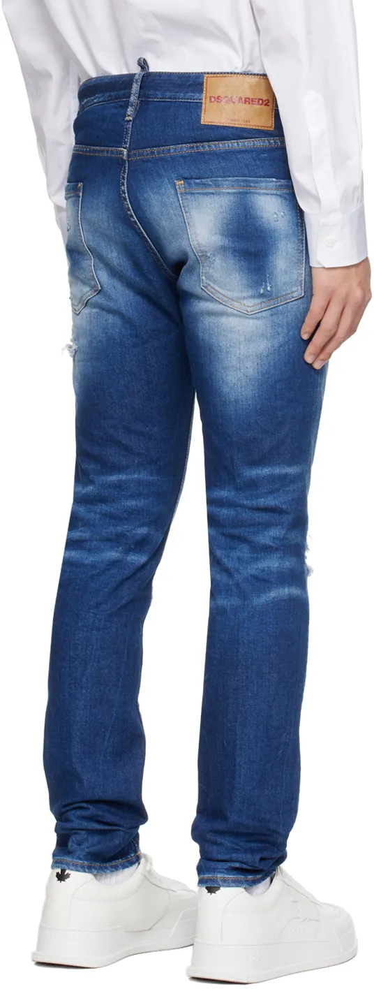 Distressed Light Super Fade Wash Slim Jeans