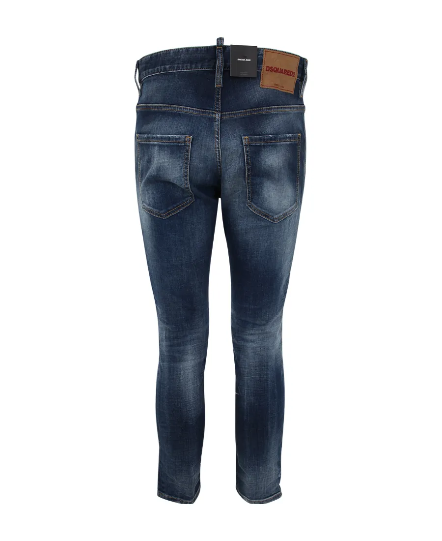 Distressed Logo Patch Slim-Fit Jeans