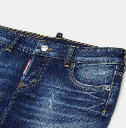 Distressed Denim Mini Skirt