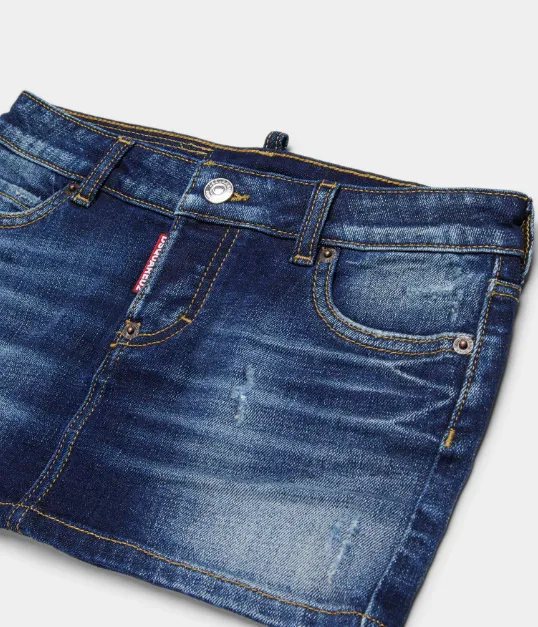 Distressed Denim Mini Skirt