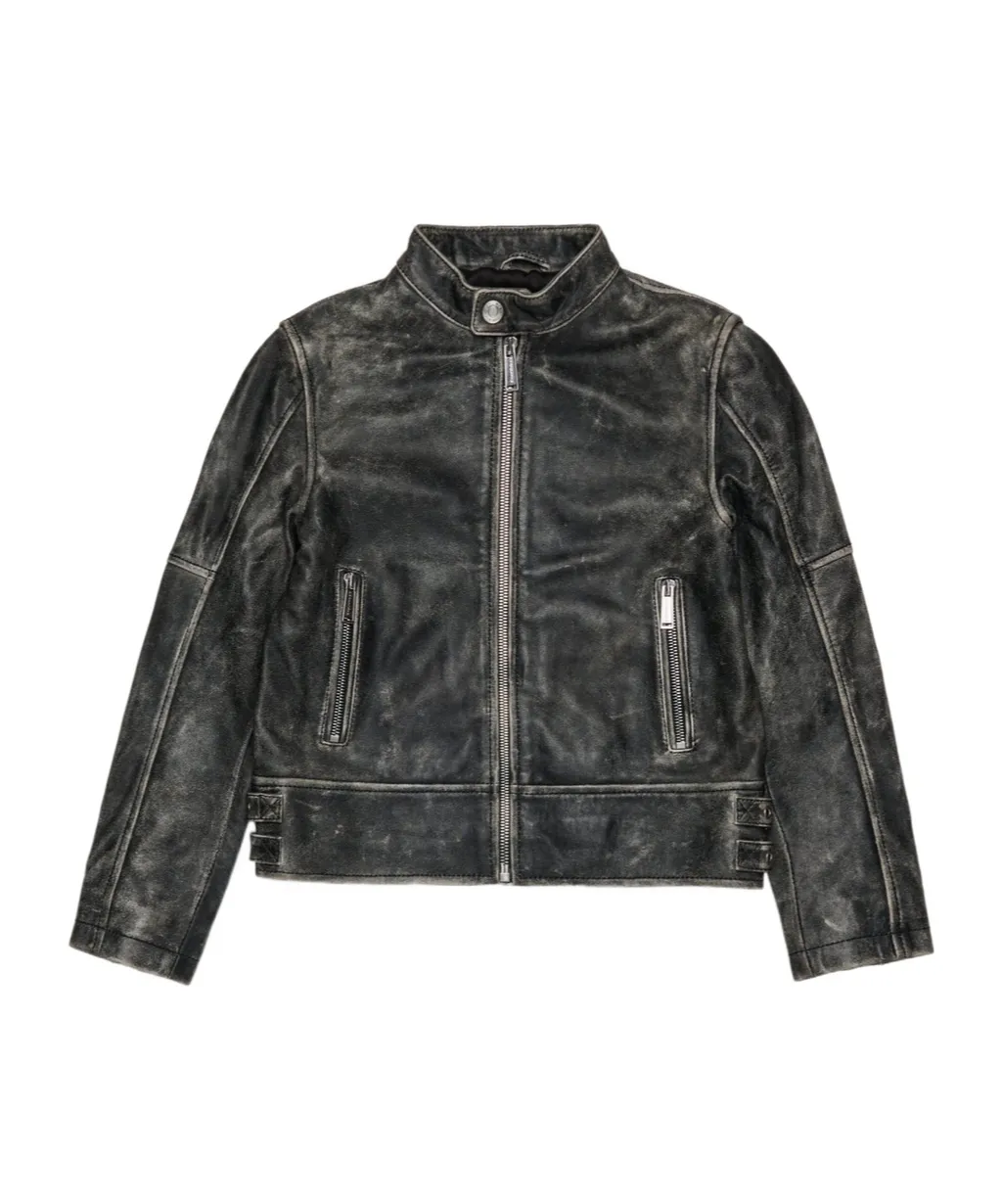 Vintage-Effect Leather Jacket