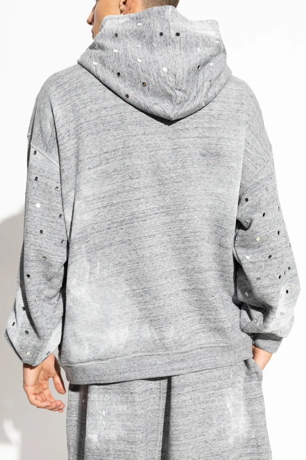 Distressed Stud Embellished Hoodie