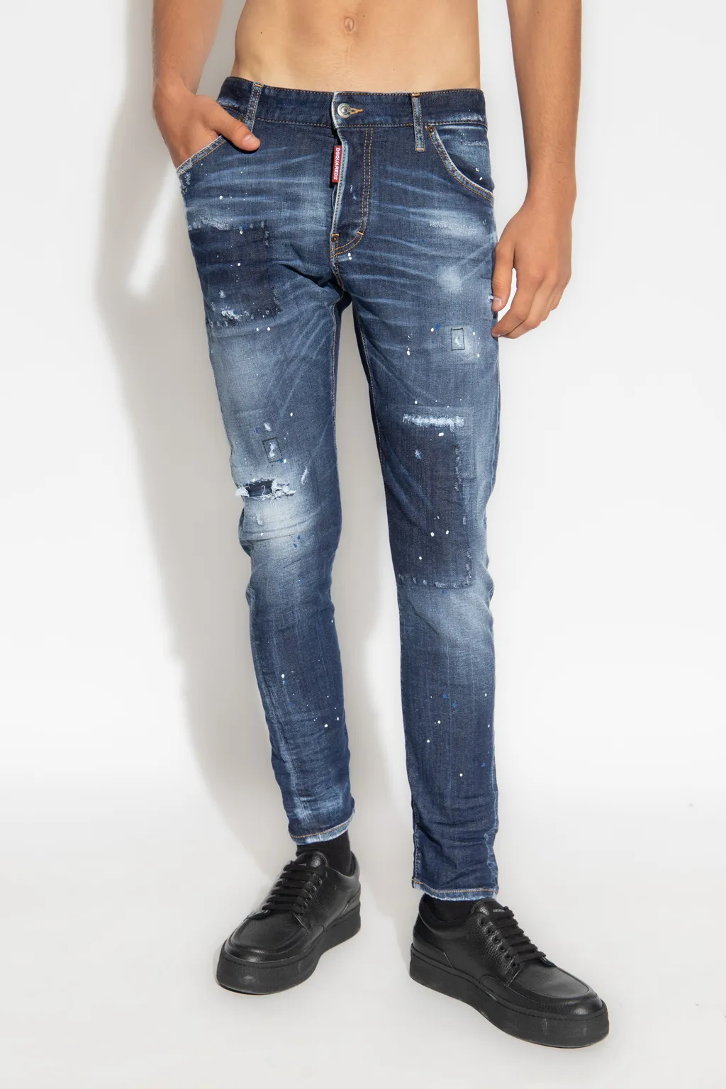 Distressed Faded Effect Jeans