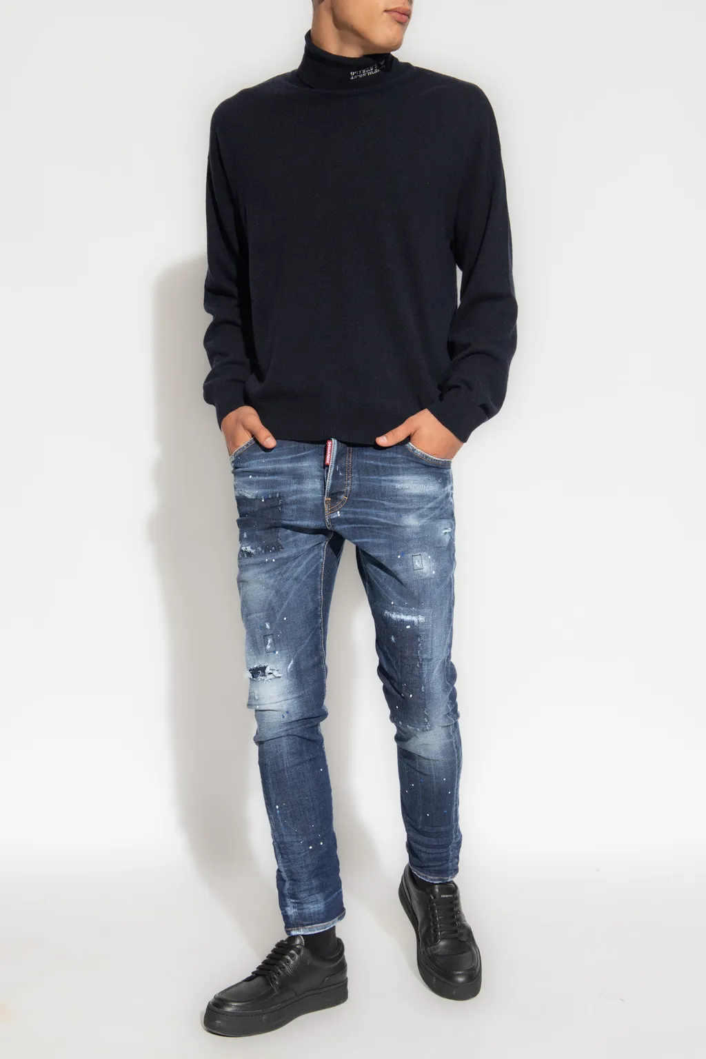 Distressed Faded Effect Jeans
