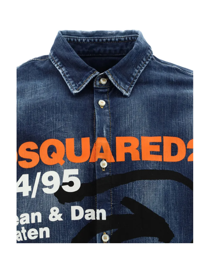 Logo Print Denim Shirt