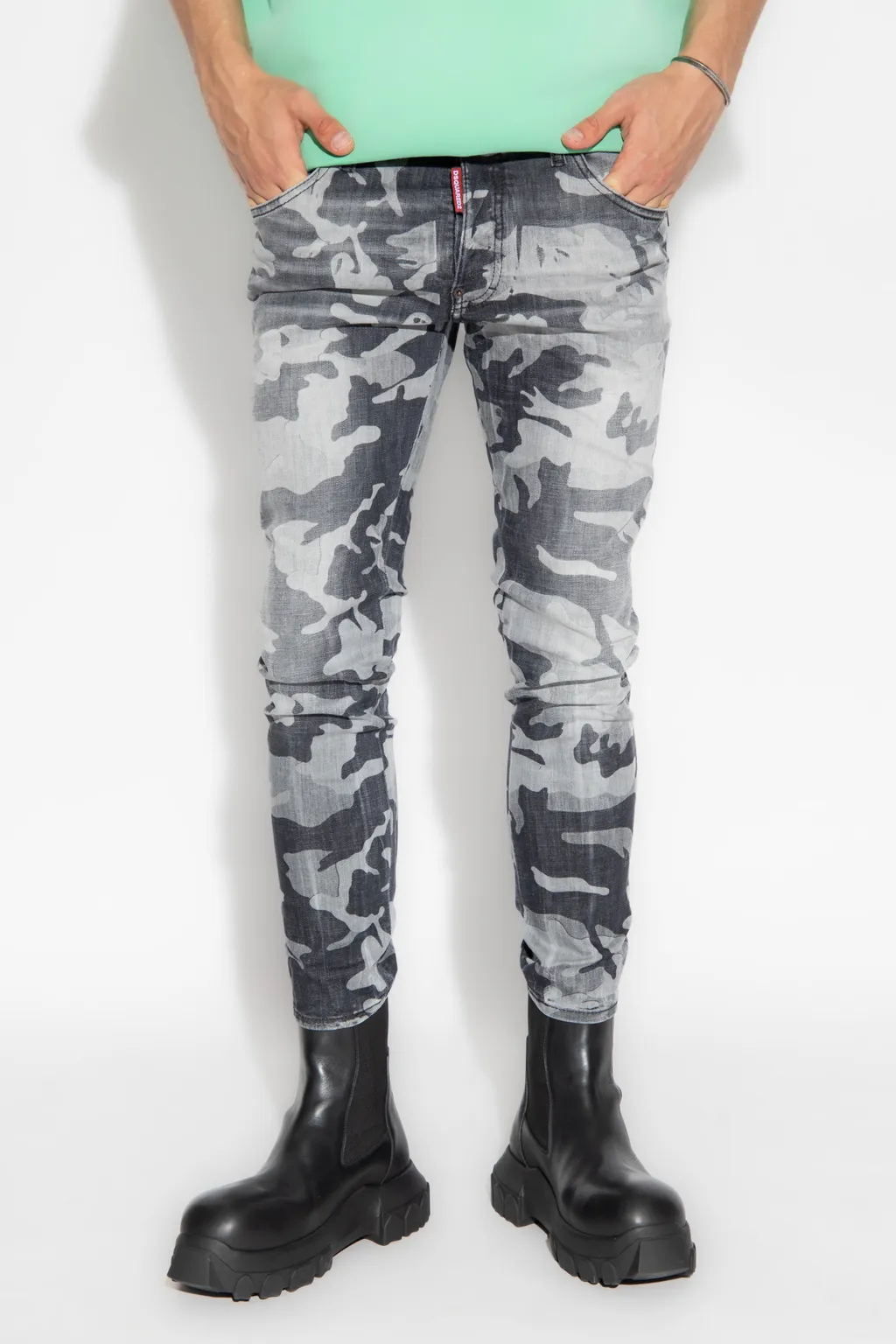 All-Over Camouflage Printed Skater Jeans