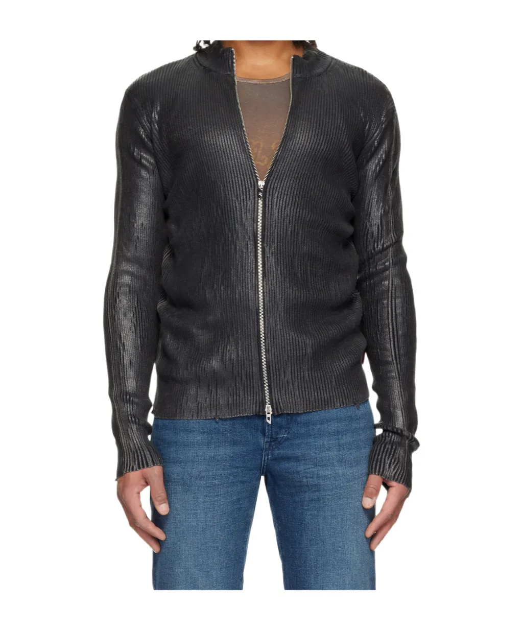 K-Dargy-D Ribbed Zip-Up Cardigan