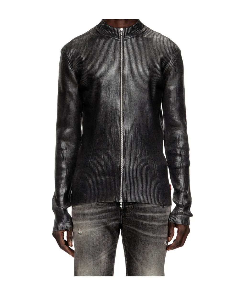 K-Dargy-D Ribbed Zip-Up Cardigan