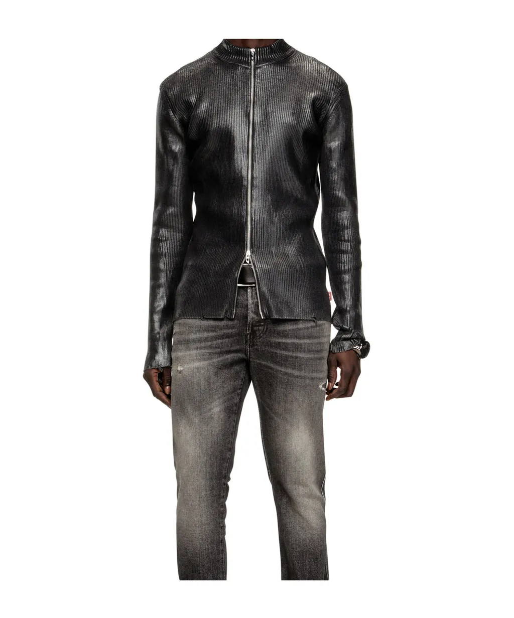 K-Dargy-D Ribbed Zip-Up Cardigan