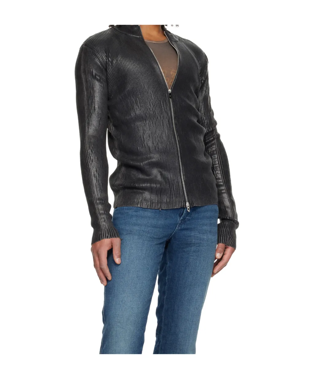 K-Dargy-D Ribbed Zip-Up Cardigan
