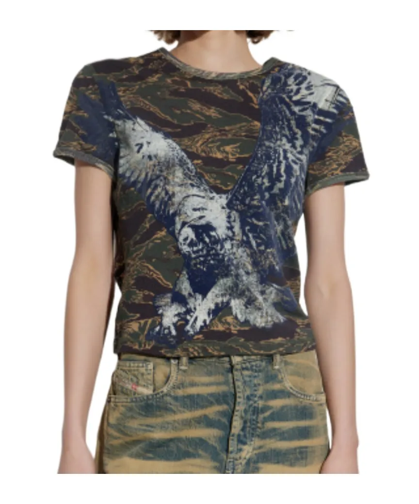 Eagle-Print Camouflage T-Shirt