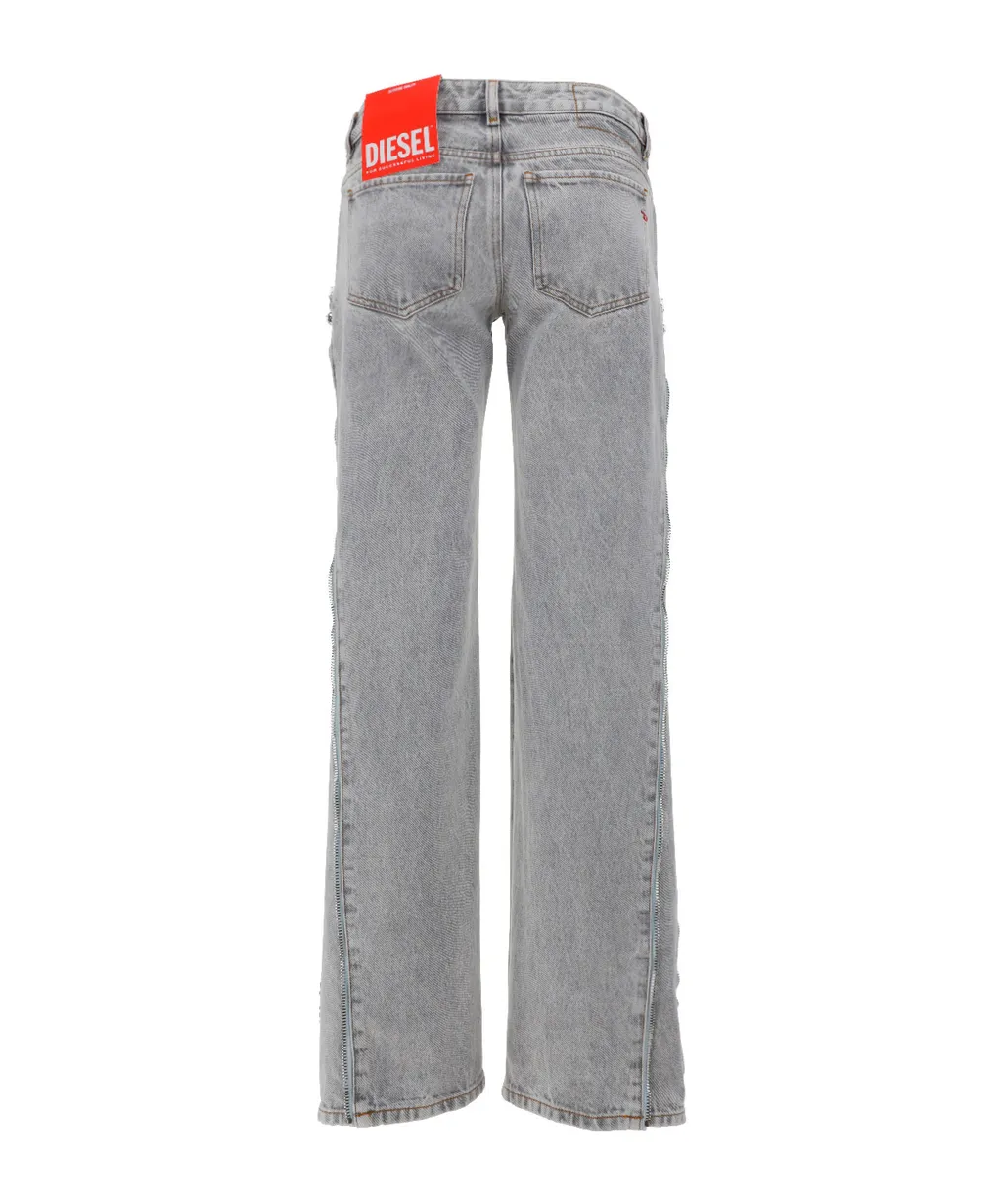 Side-Zip Straight Jeans
