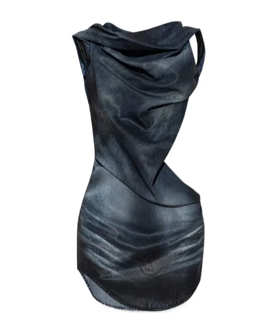 De-Brey-Fsg Glossy Coated Denim Dress