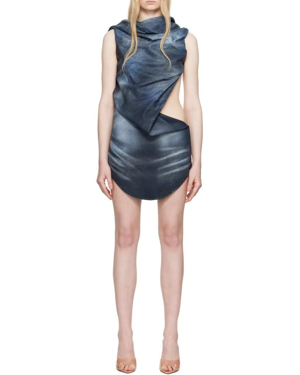 De-Brey-Fsg Glossy Coated Denim Dress