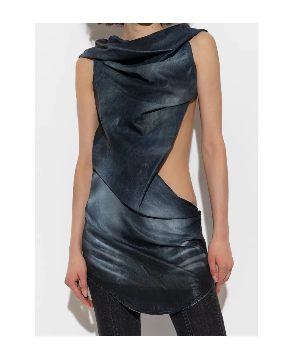 De-Brey-Fsg Glossy Coated Denim Dress