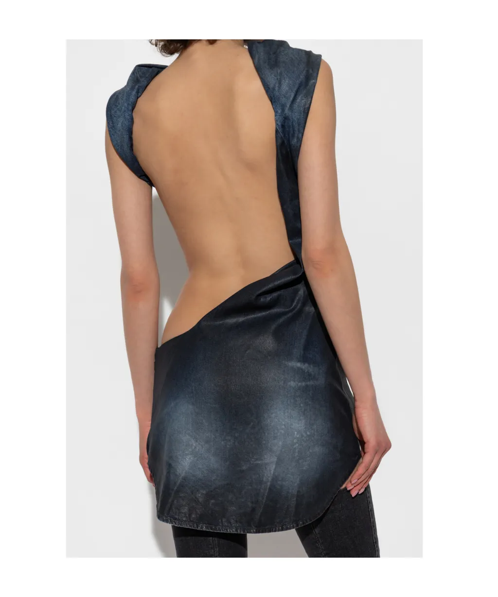 De-Brey-Fsg Glossy Coated Denim Dress