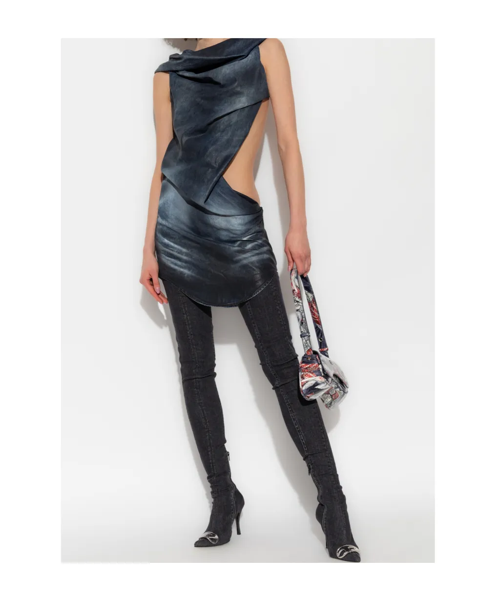 De-Brey-Fsg Glossy Coated Denim Dress