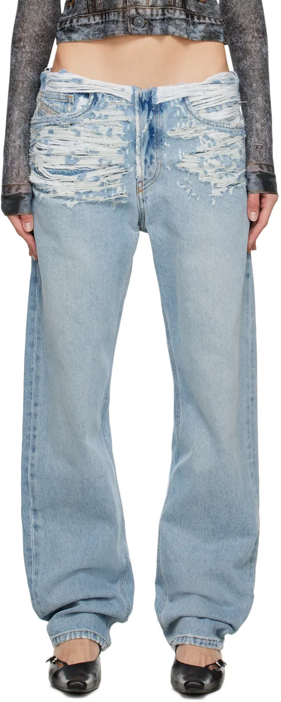 Mid-Rise Ripped-Detail Jeans