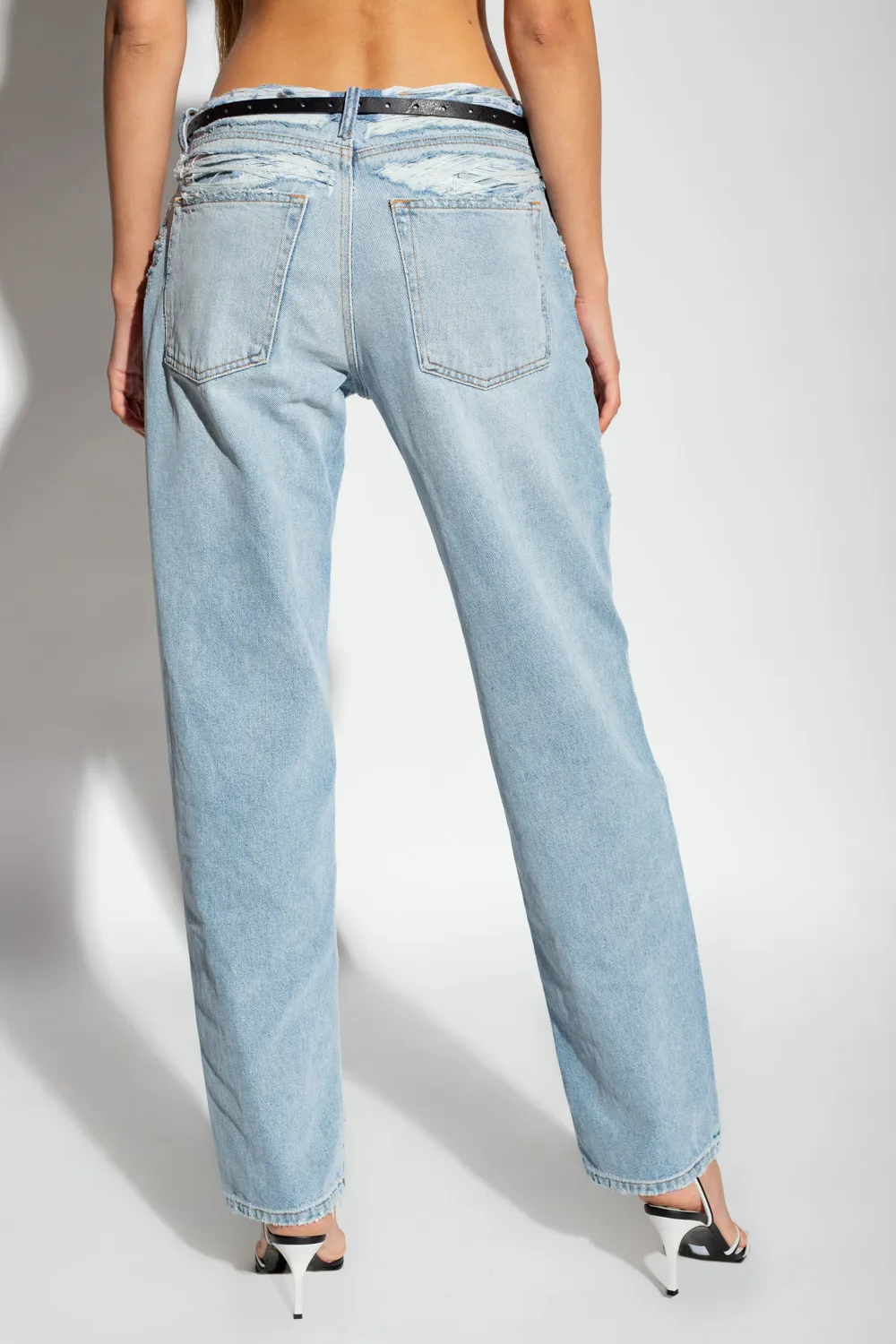 Mid-Rise Ripped-Detail Jeans
