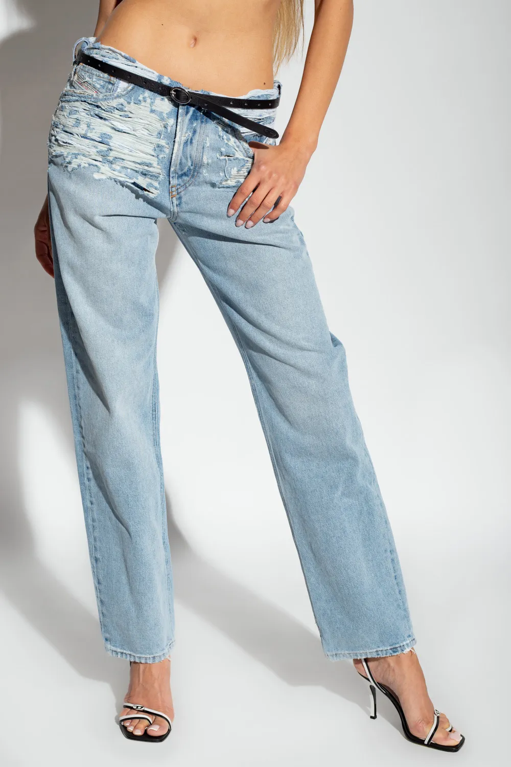 Mid-Rise Ripped-Detail Jeans