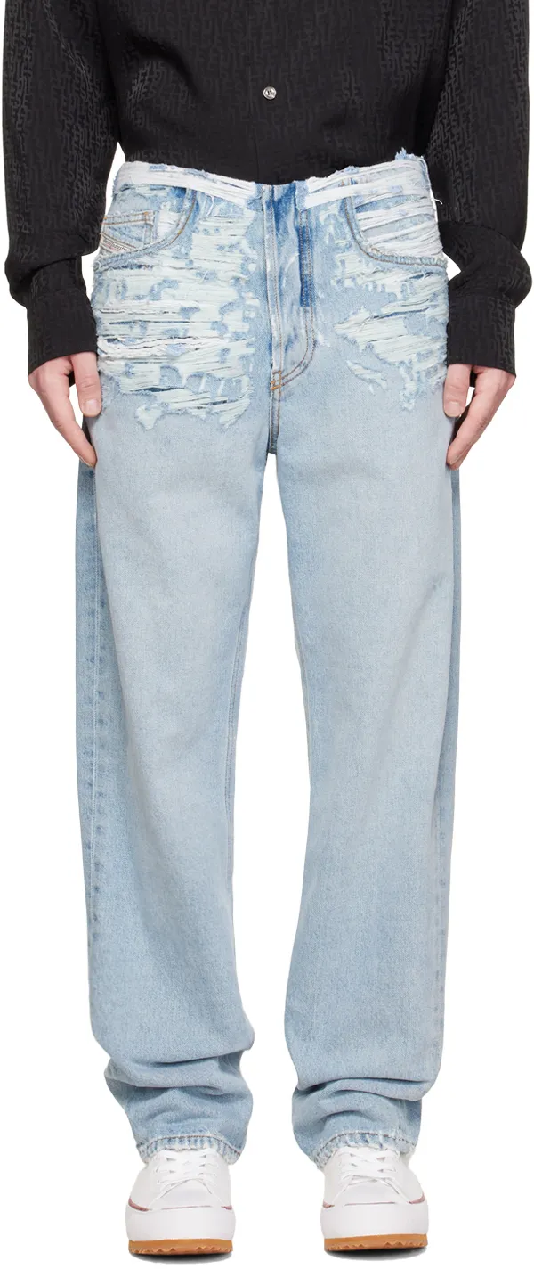 Ripped Straight-Leg Jeans