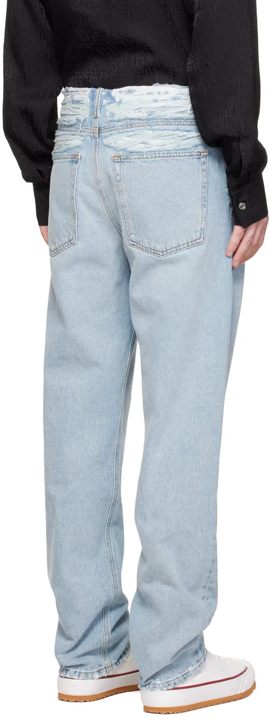 Ripped Straight-Leg Jeans