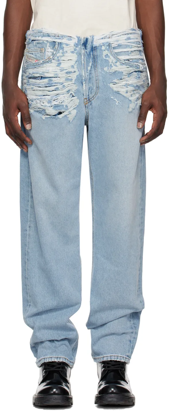 Ripped Straight-Leg Jeans