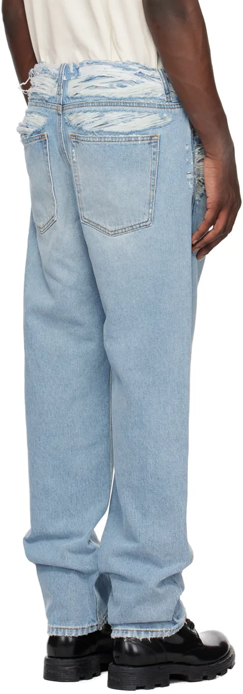 Ripped Straight-Leg Jeans