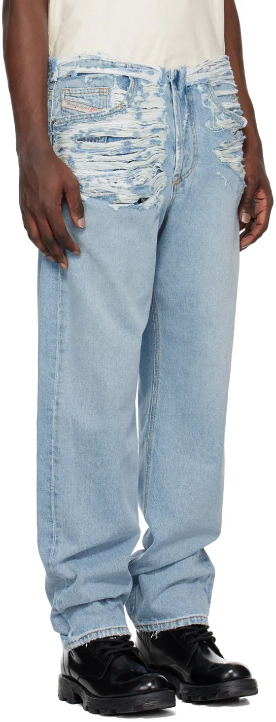 Ripped Straight-Leg Jeans