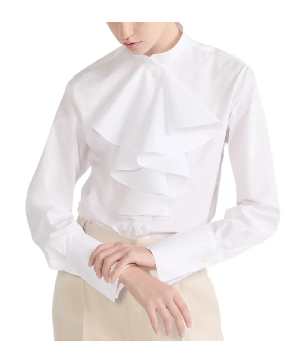 Blouse With Ruffled Neckline