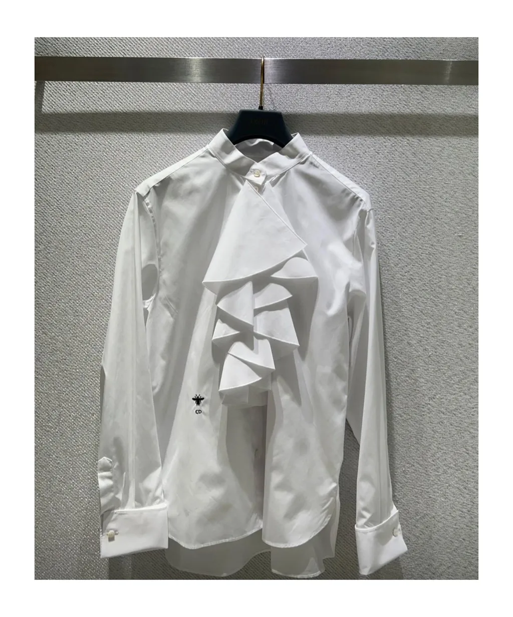Blouse With Ruffled Neckline