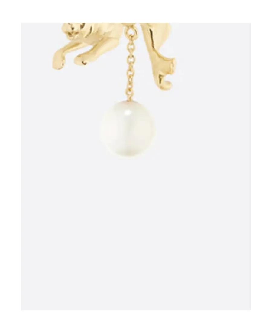 Tiger And Pearl Charm Earring