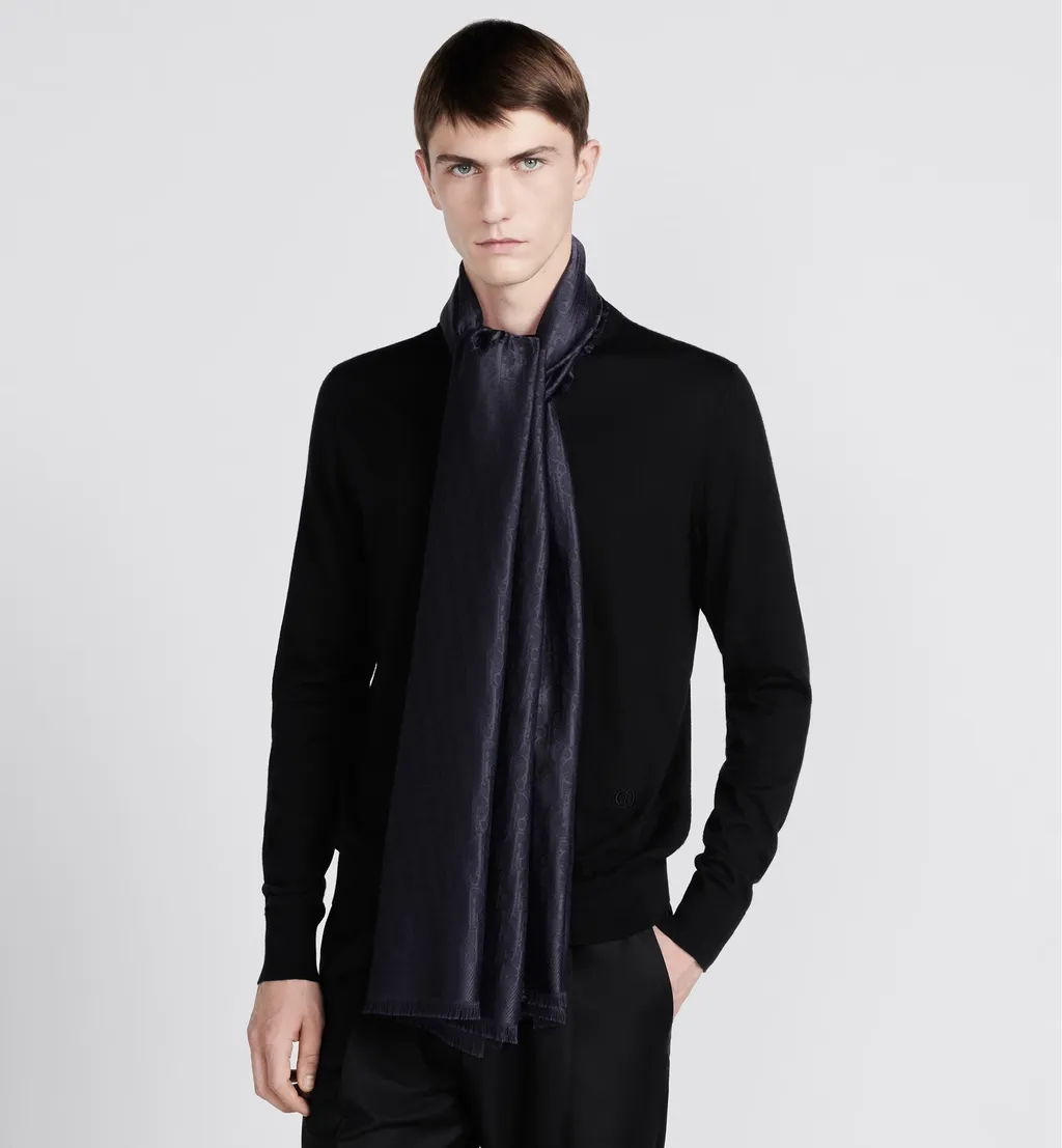 Monogram Frayed-Edge Scarf