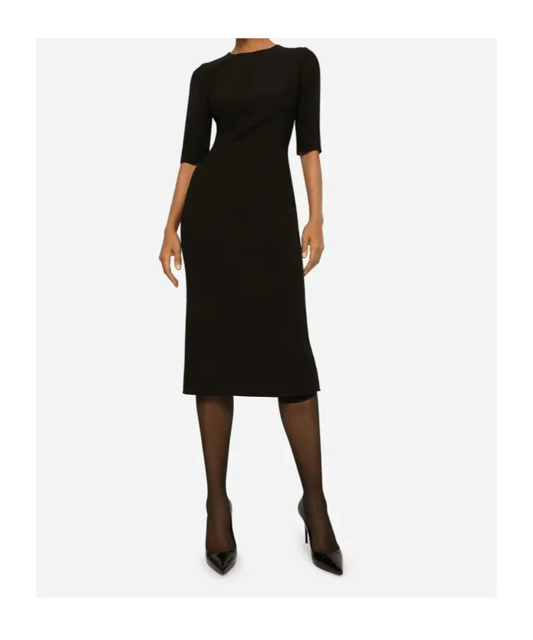 Crew-Neck Rear-Slit Dress