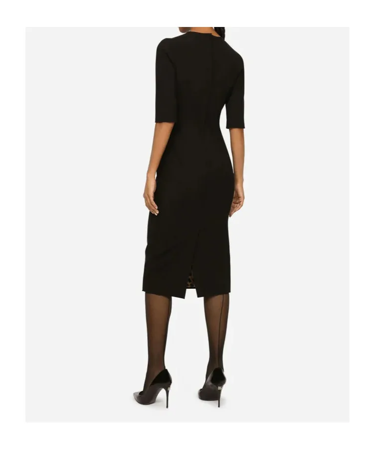 Crew-Neck Rear-Slit Dress