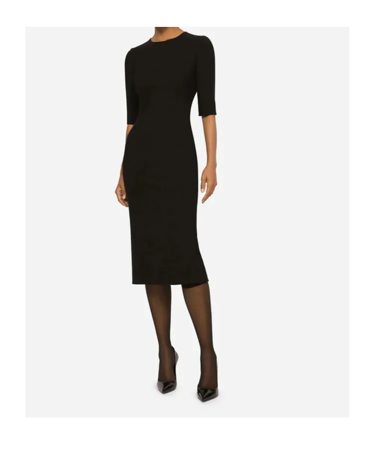 Crew-Neck Rear-Slit Dress