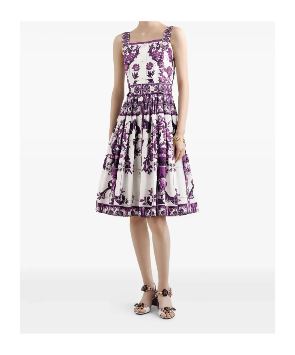 Maiolica-Print Midi Dress