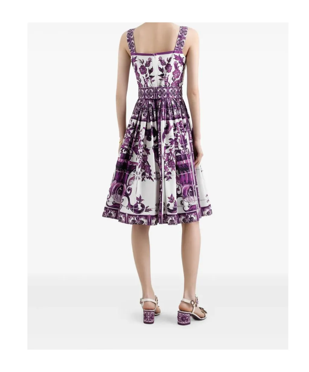 Maiolica-Print Midi Dress